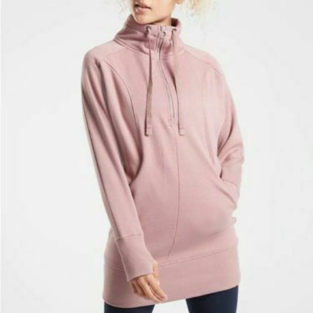 Athleta Cozy Karma Zip Sweatshirt Dress Mauve | Small